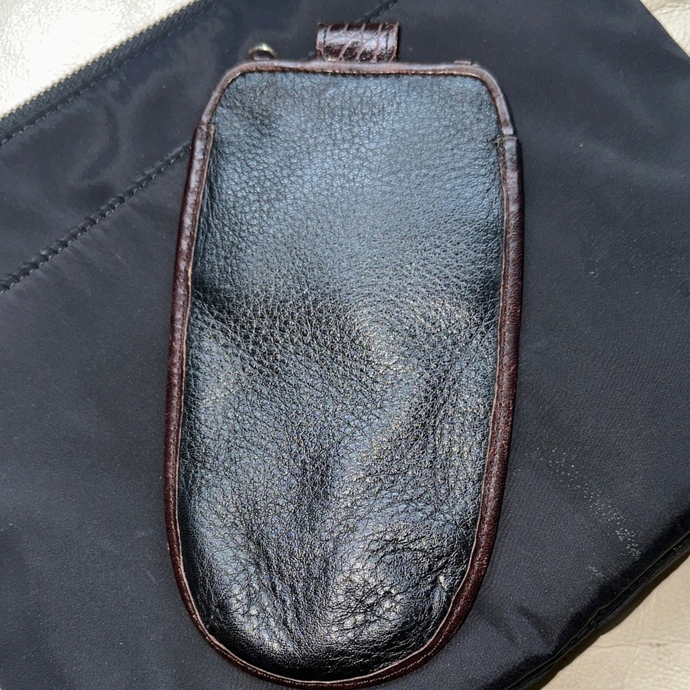 Brighton Black and Brown Crocodile leather nylon Crossbody with sunglasses case - Picture 13 of 15
